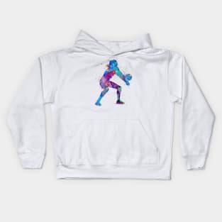 Girl Volleyball Watercolor Painting Art Print Sports Gifts Kids Hoodie